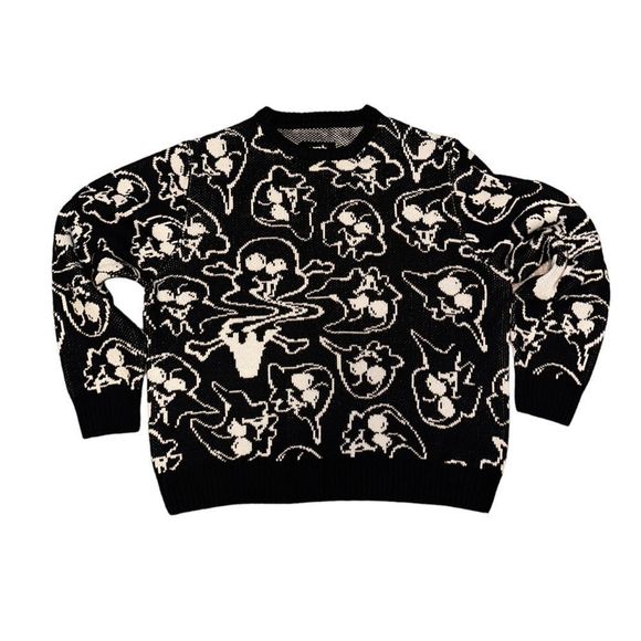 Size 3X IceCream‎ Men’s Sweater Black White Graphic All Over Print - Picture 3 of 13